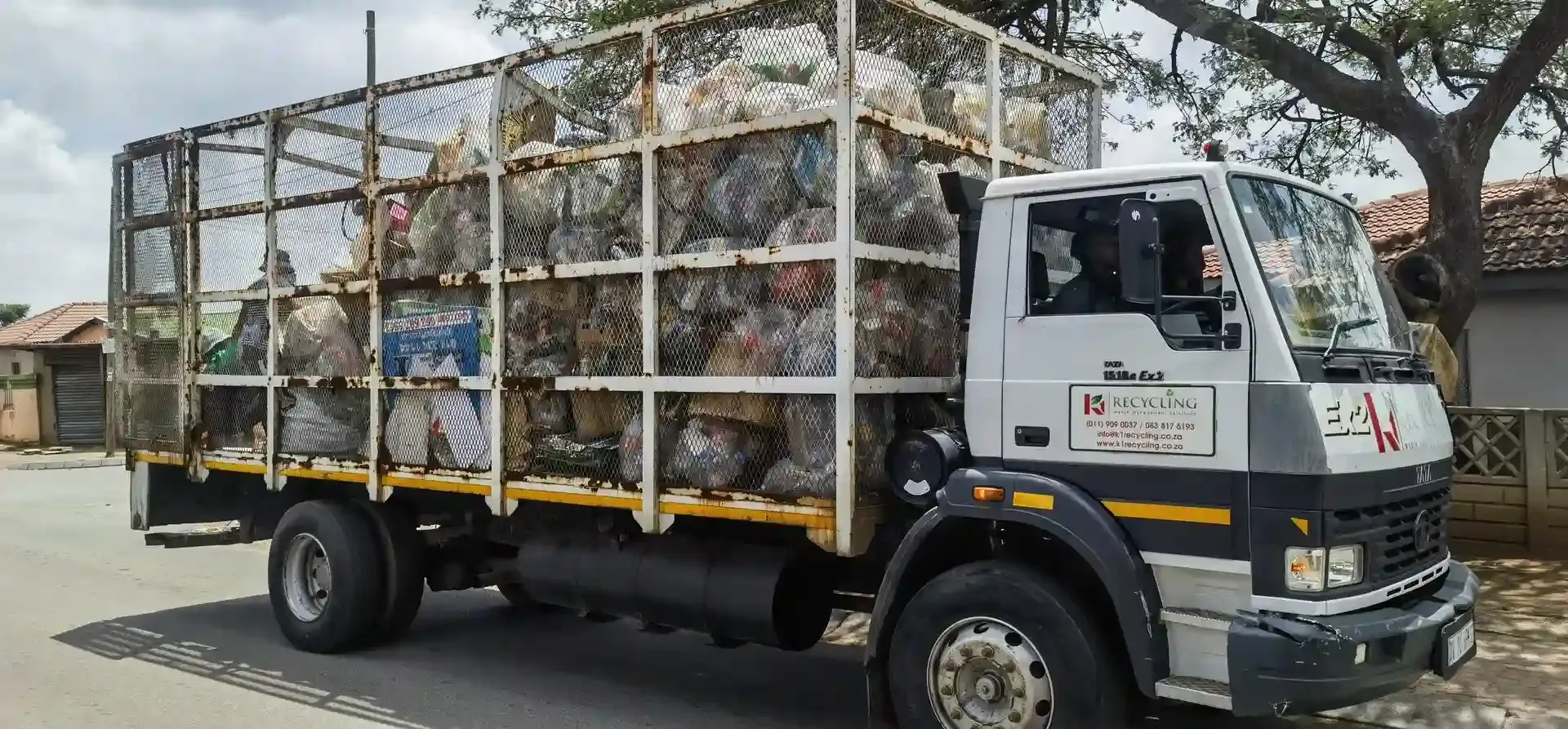 Trucks loaded with waste